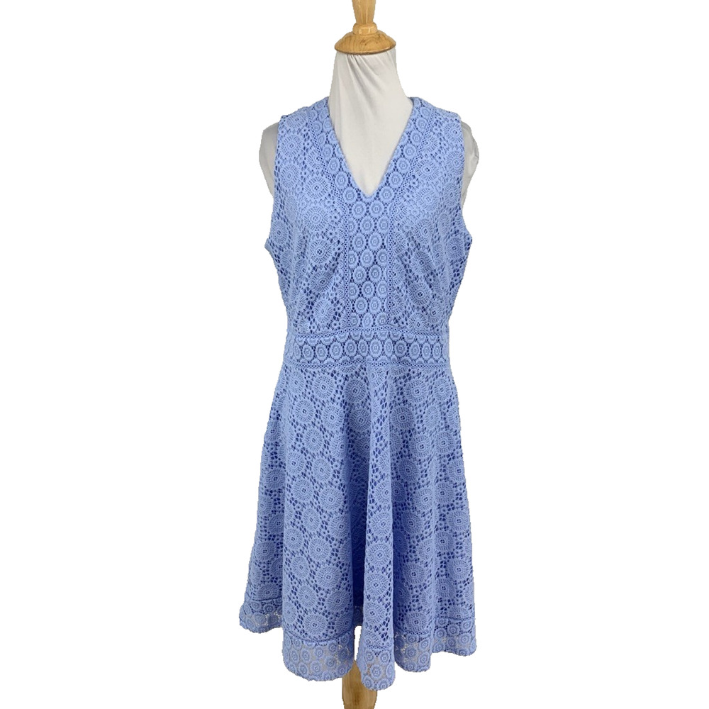 Charter Club Dress Womens PL Large Petite Periwinkle Crochet Sleeveless Lined